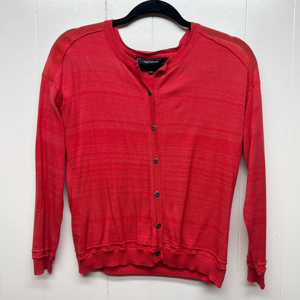 Robert Rodriguez Cardigan Womens Small Linen Blend Beachy Preppy Academia Career